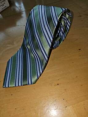 Fumagalli Green Blue Striped Silk Necktie Men's Classic Business Formal